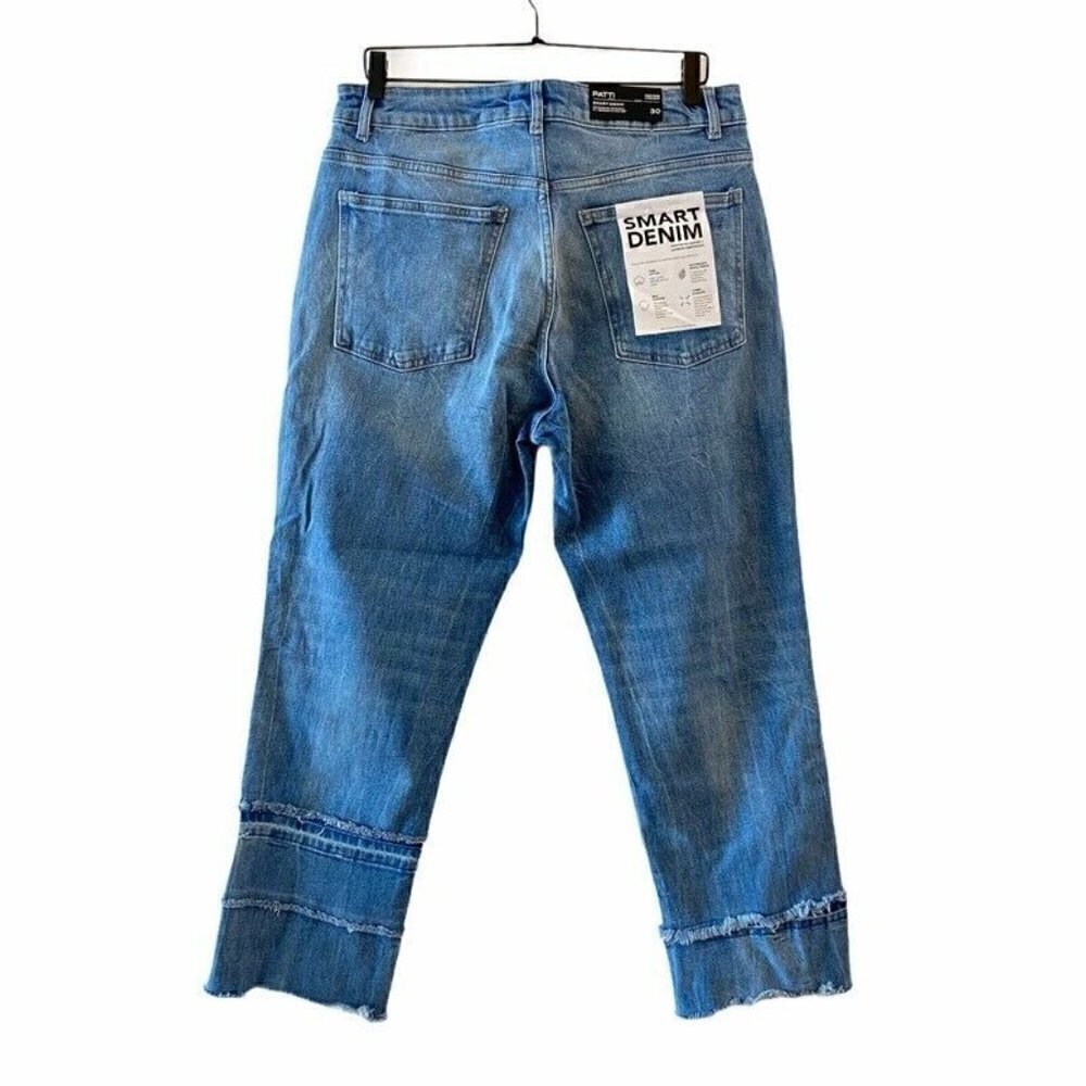 DL1961 Womens Patti Crop Straight Leg Jeans Blue Button Fly Stretch Denim 30 New - Picture 3 of 10